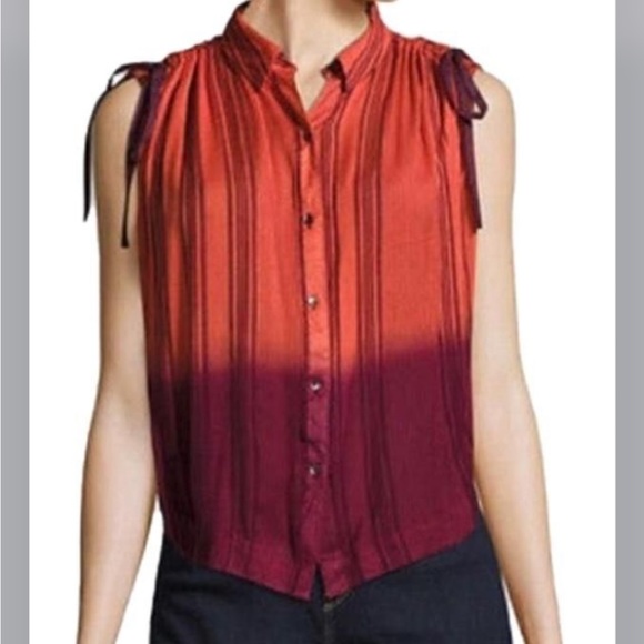 Free People Baby Blues Ombre Button up sleeveless Shirt - Picture 4 of 10